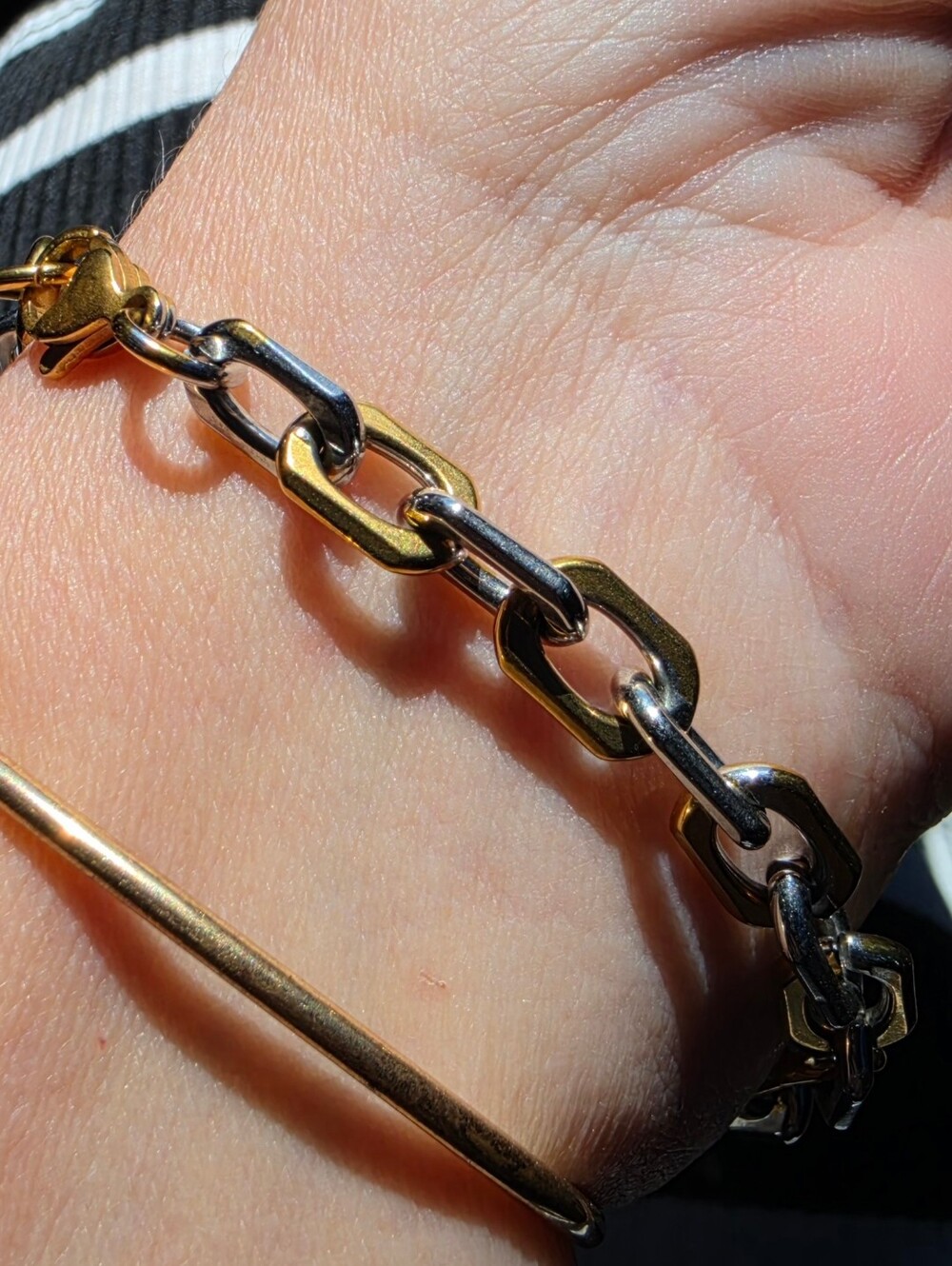 Two-Tone Gold and Silver Chain Bracelet - Picture 3 of 5